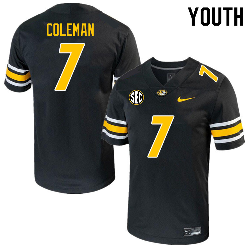 Youth #7 DJ Coleman Missouri Tigers College 2023 Football Stitched Jerseys Sale-Black